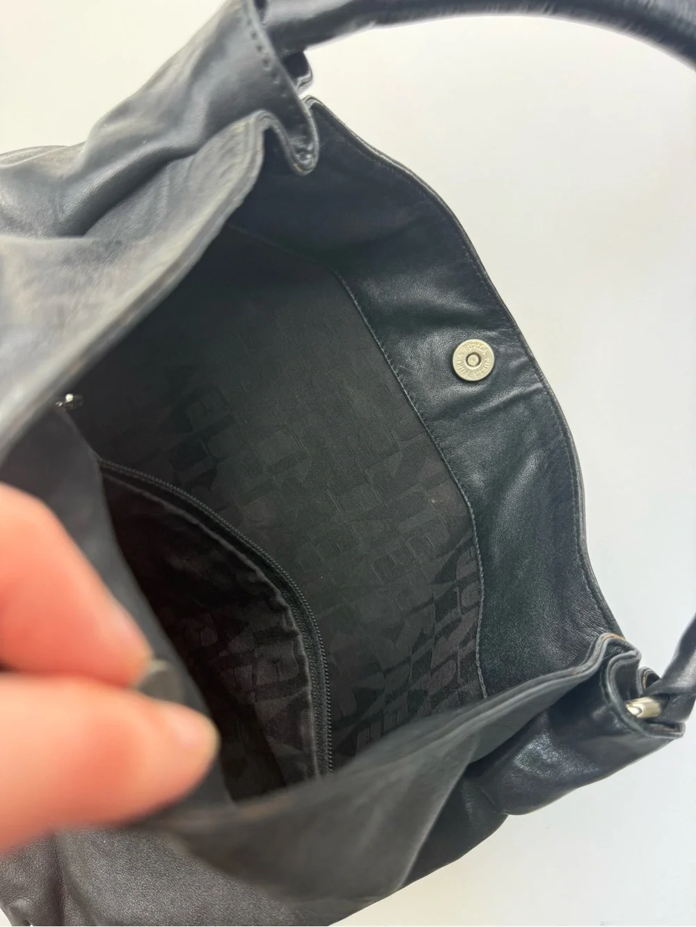 FURLA black leather hobo satchel shoulder bag